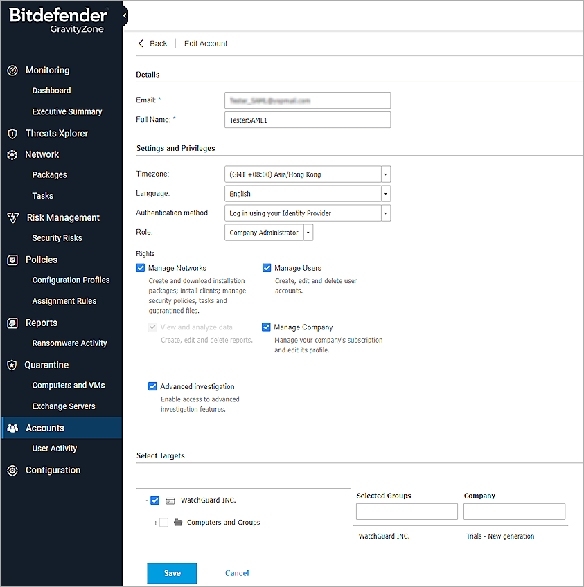 Bitdefender GravityZone Integration with AuthPoint